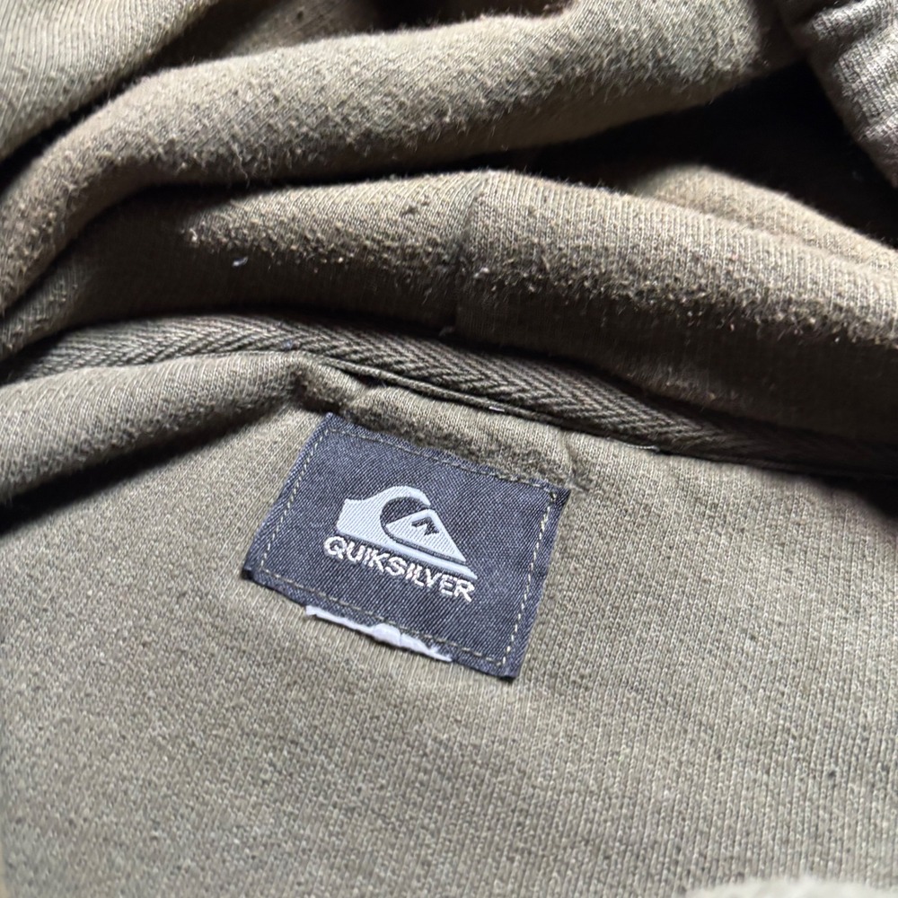 Quiksilver Mens Hoodie Y2K Surf Checkerboard Logo Pullover Olive Green XL - Picture 2 of 5